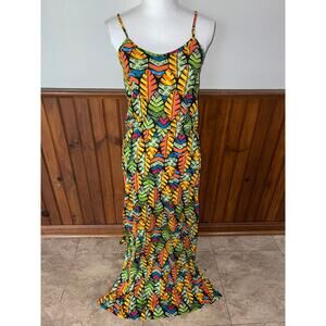 Womens Fifa World Cup Brasil 2014 Tropical Leaf Sleeveless‎ Maxi Dress PP